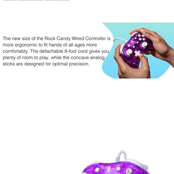 Nintendo Switch Wired Controller • Rock Candy • Cosmo Berry - Picture 6 of 11